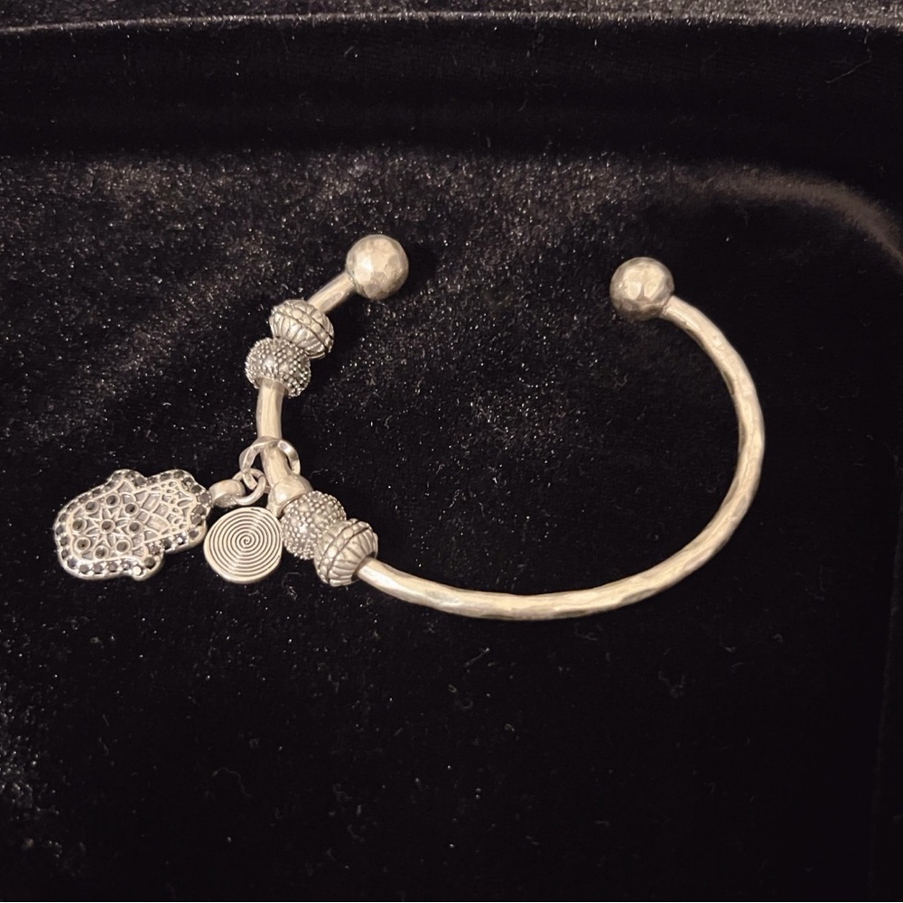 Lucky Brand Sterling Silver Charm Bangle Bracelet
